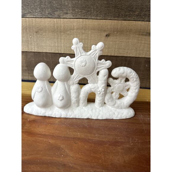 Ready to Paint Ceramic Penguins Snowflakes Chill Holiday Winter Decor 10” Long - Picture 3 of 5